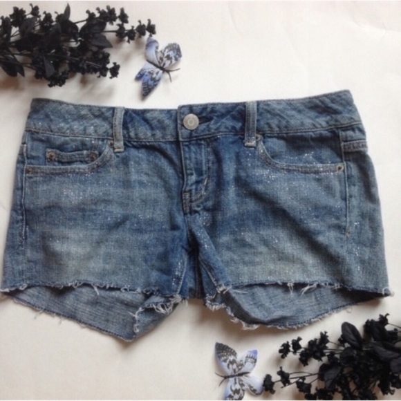 American Eagle Outfitters metallic sparkle cutoff shorts y2k early 2000s - Picture 2 of 7